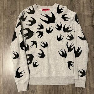 McQ Alexander McQueen Grey Black Swallow Sweatshirt